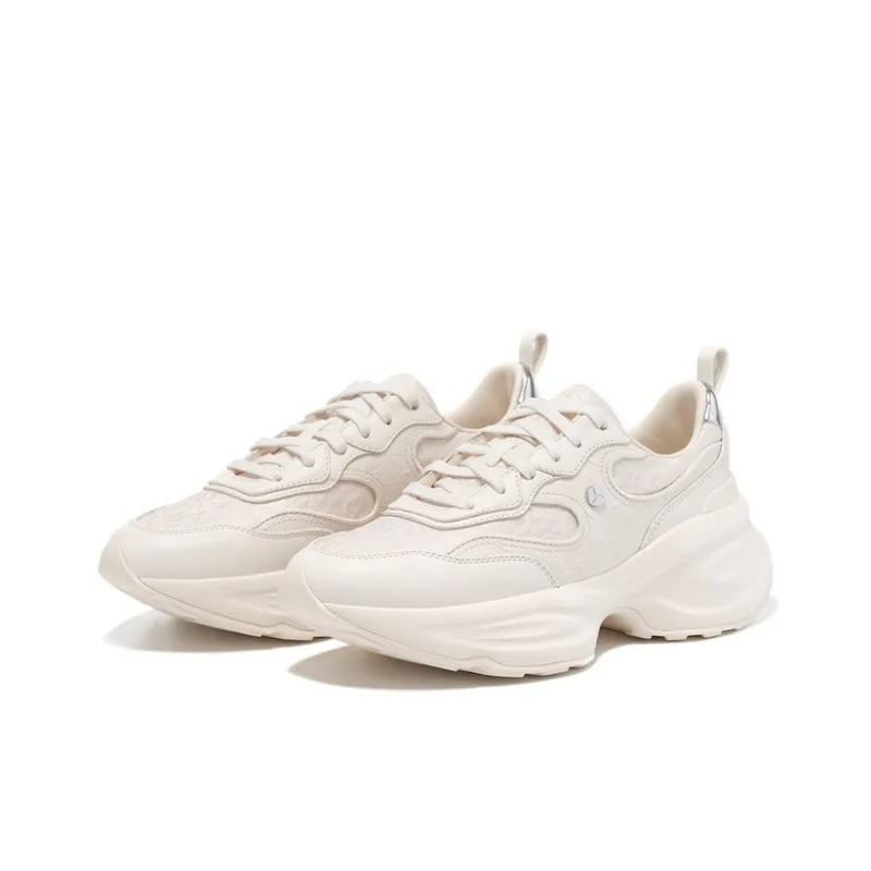 LI NING 1990 Classic Collection Cushioning, Wear Resistant Low Top Casual Running Shoes Women's Silver White-1