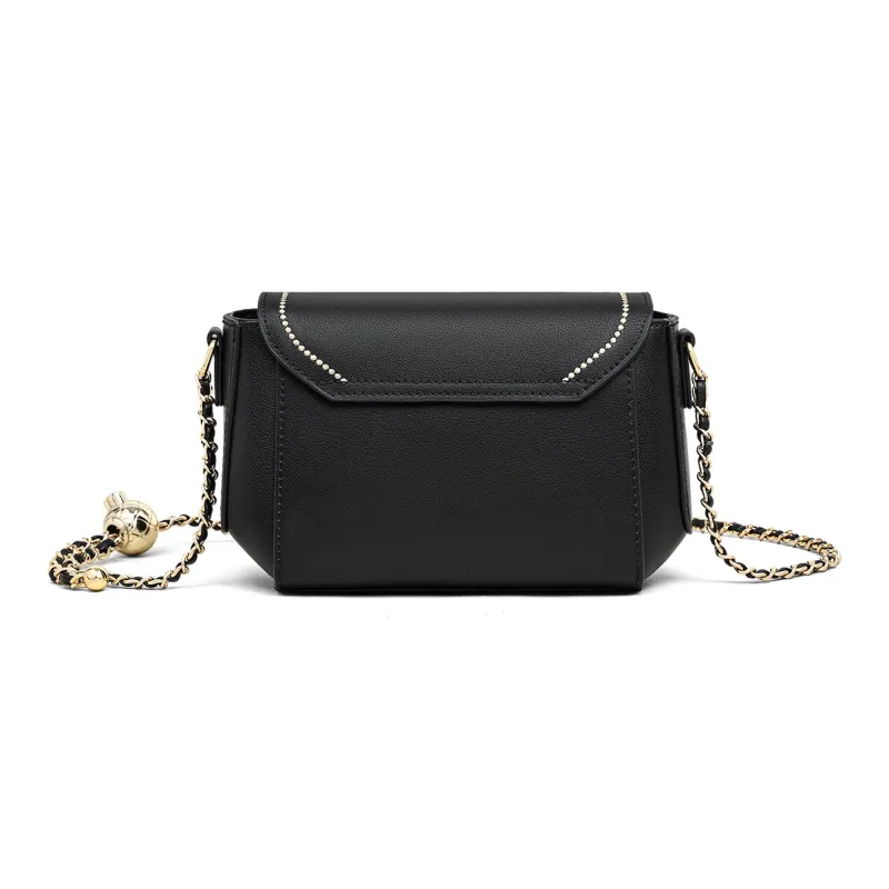MILLIE'S Cow Leather With Synthetic Leather Shoulder Bag Regular Women's Black-4