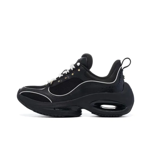 LI NING 1990 Classic Collection Cushioning, Wear Resistant Low Top Casual Running Shoes Women's Black White
