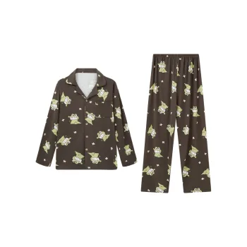 Sleep Advanced Fashion Korean Style Loose Fit Plus Size Students Dormitory Home Outerwear Ready Pajama Set Men's Black