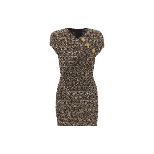 BALMAIN Short-Sleeved Dresses Women's Gold