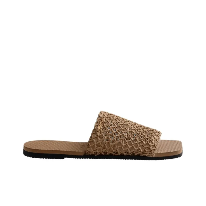 Havaianas Rubber Sole Abrasion Resistant Slide Slippers Women's Rose Gold-1
