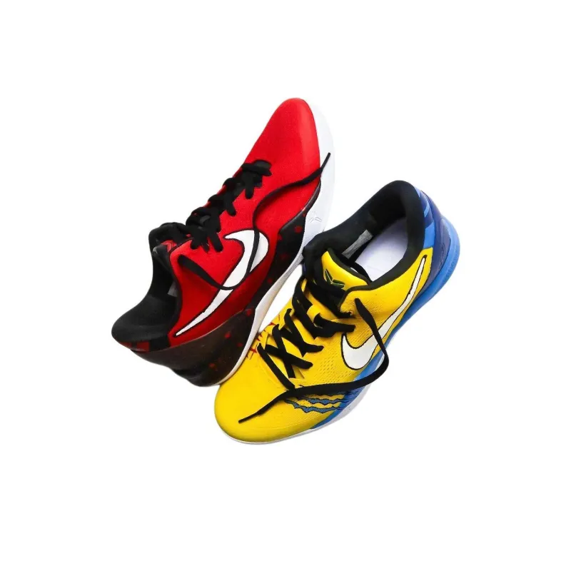 Nike Kobe 8 Anti-Slip Wear-Resistant Low-Top Basketball Shoes Unisex Red Yellow-3