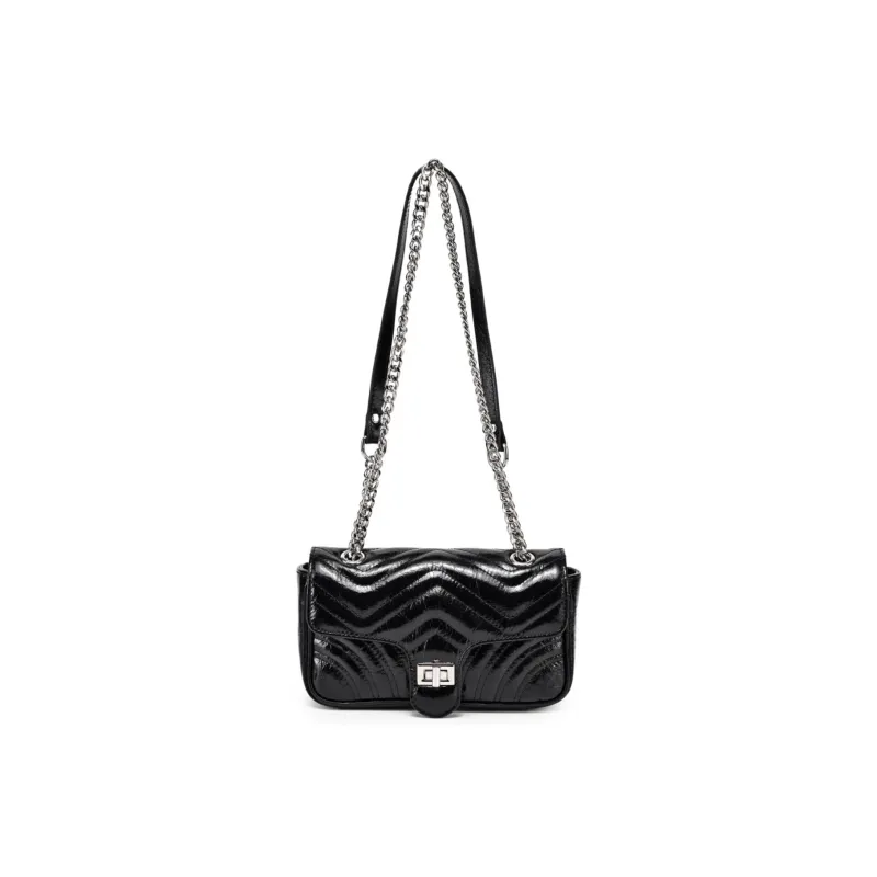 AQUASCUTUM Top Grain Cow Leather Crossbody Bag, Shoulder Bag Regular Women's Black-0