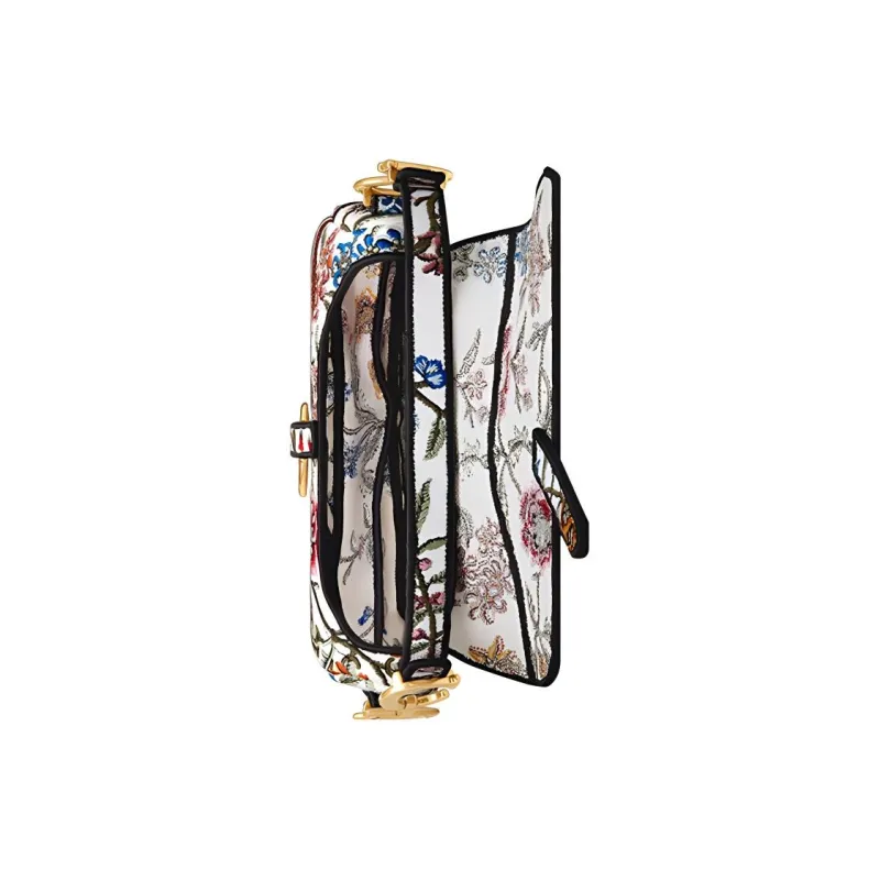 DIOR Saddle Embroidery Saddle Bag Shoulder Bag Crossbody Bag Handbag Women's White/Multicolor-3