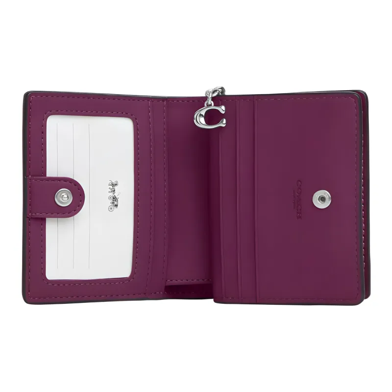 COACH Canvas With Leather Coin Purses Wallets Regular Women's Graphite Deep Raspberry-1