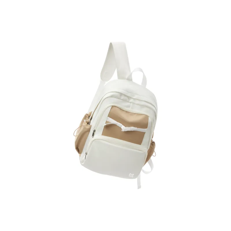 QING QI ZHE Fabric Backpacks Regular Unisex White Brown/Gray Purple/Black-3