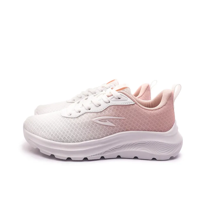 DEERWAY Breathable Lightweight Height Increasing Low Top Running Shoes Women's White Pink-1