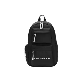 LACOSTE Polyester Backpack Medium Size Unisex Black & White