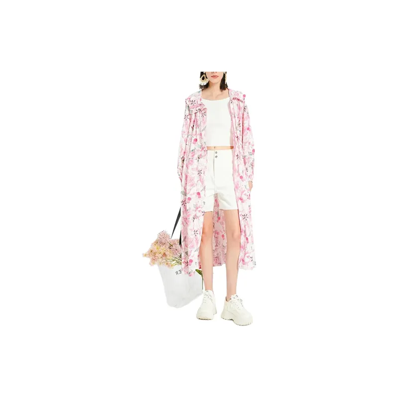 BESIONIA SS24 Trench Coat Women's Pink Floral Pattern-1