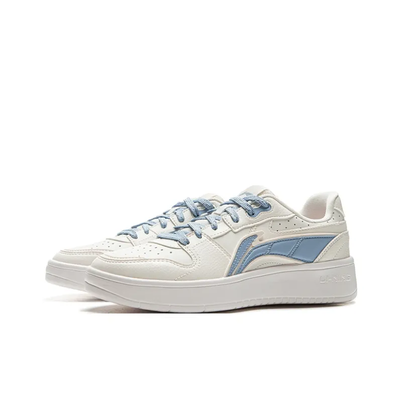 LiNing Acer Truncatum Cushioning, Slip Resistant, And Abrasion Resistant Low Top Skateboard Shoes Women's White Blue-3