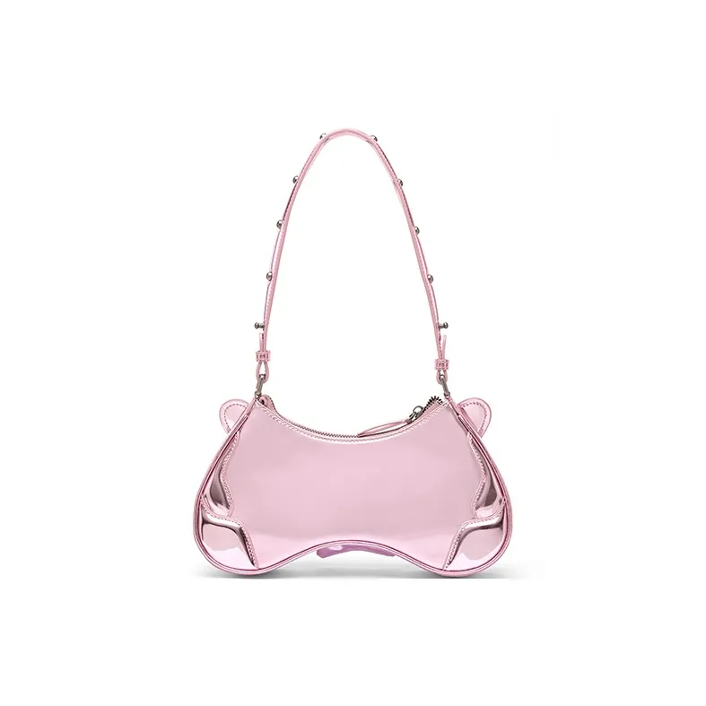 SUGARSU Cow Leather Handbag, Shoulder Bag Medium Size Women's Black/Dark Brown/Silver/Purple/Bright Pink-18