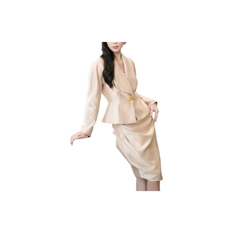 BESIONIA FW24 Business Suits Coats Women's Gold-4