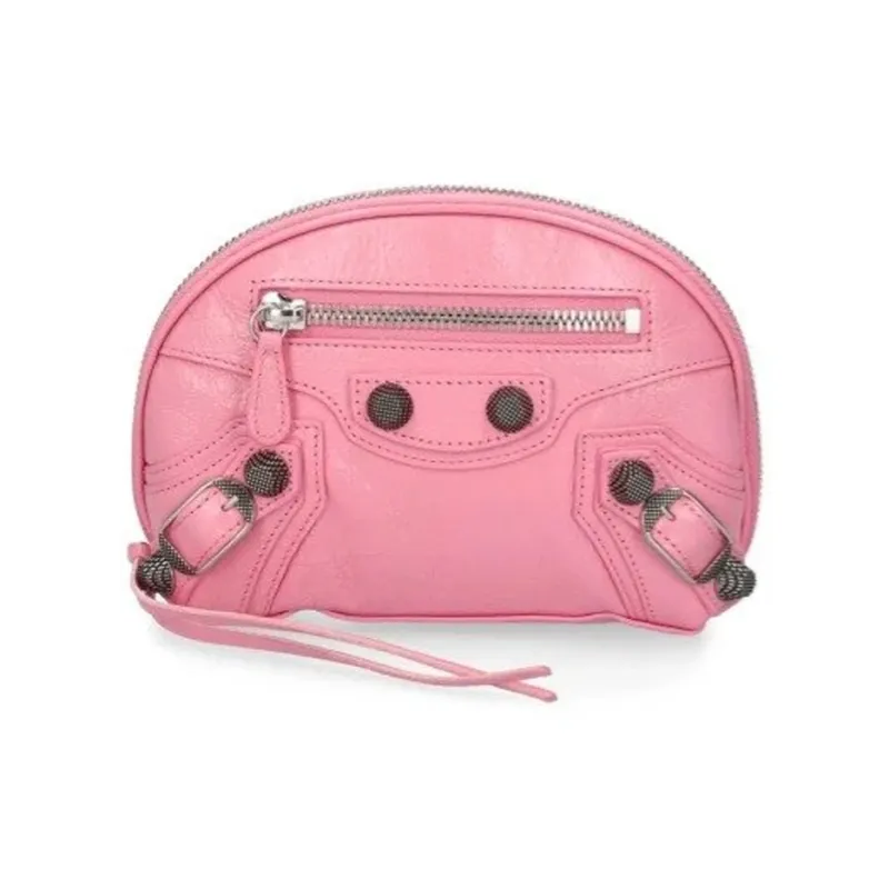 Balenciaga Le Cagole Fine Grained Sheepskin Makeup Bag Women's Pink-1