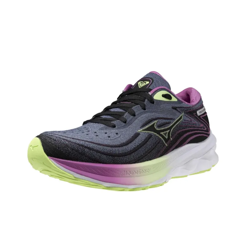 Mizuno Slip Resistant Low Top Casual Running Shoes Women's Black Purple-2