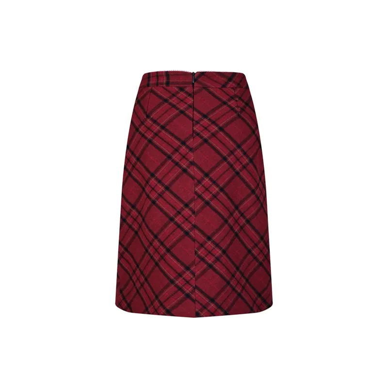 NTOT Casual Long Skirts Women's Red-1