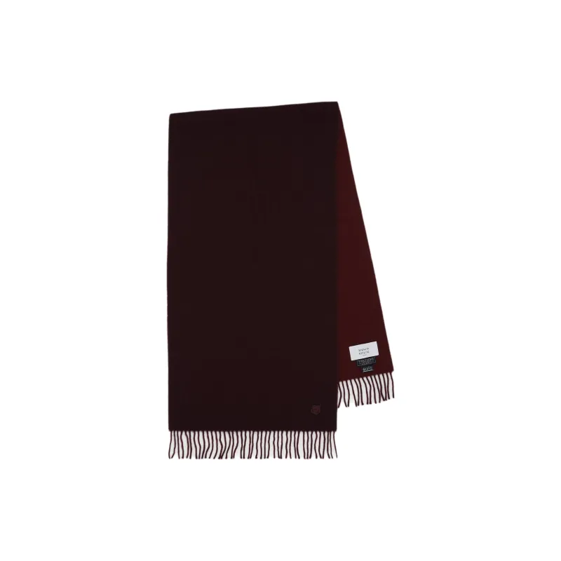 Maison Kitsune Bold Fox Head Patch Fringed Scarf-0