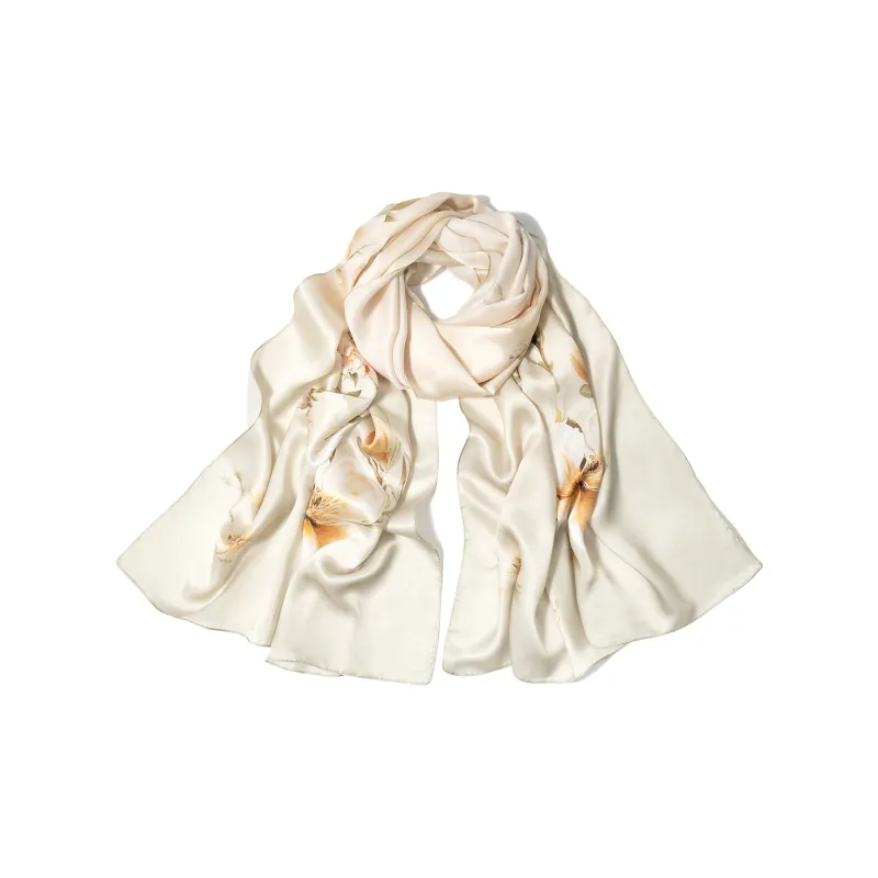 Shanghai Story 100% Mulberry Silk Scarves Women's Summer Solstice Listening To Lotus, Gift Box Set-9