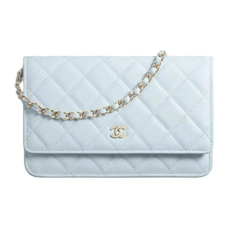 CHANEL WOC Calfskin Wallet On Chain, Shoulder Bag, Crossbody Bag Women's Babyblue Sky Blue-0