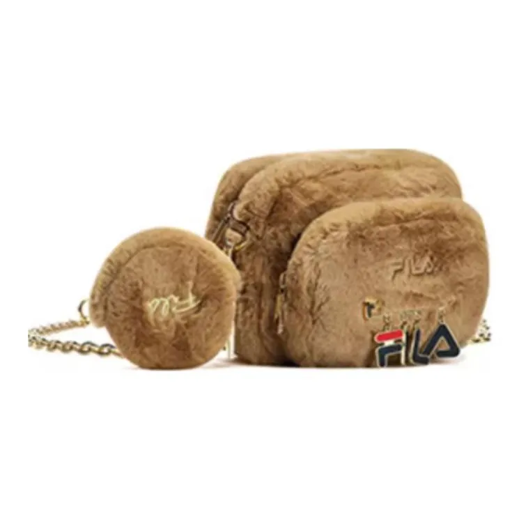 FILA Fabric Shoulder Bags Cell Phone Pouch Crossbody Bags Extra Small Women's Light Brown-3