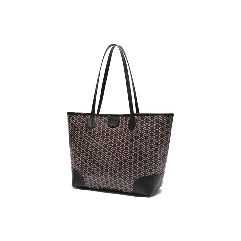 BELLE Artificial Leather Tote Bag, Shoulder Bag Tubas Women's Coffee-2