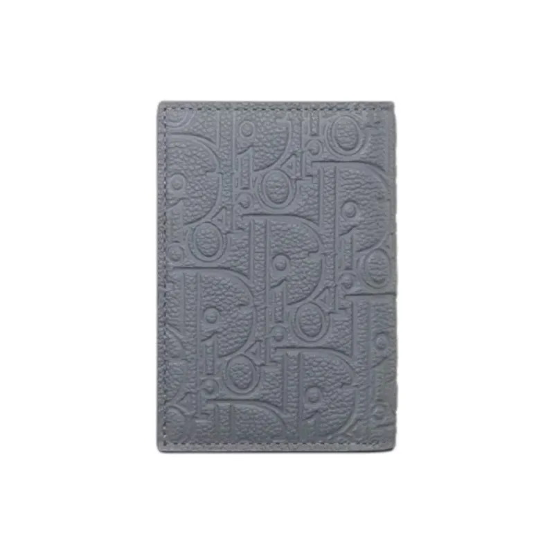 DIOR Calfskin Card Holder Men's Dark Gray-2