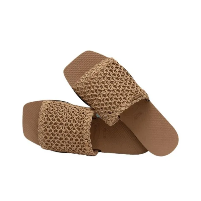 Havaianas Rubber Sole Abrasion Resistant Slide Slippers Women's Rose Gold-3