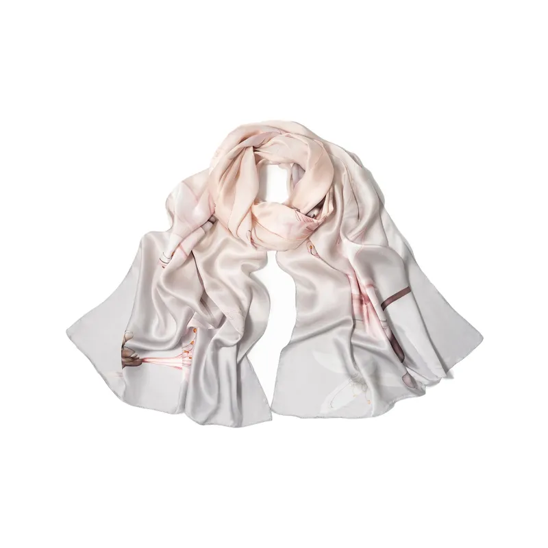 Shanghai Story 100% Mulberry Silk Scarves Women's Summer Solstice Listening To Lotus, Gift Box Set-15