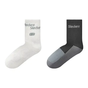 Skechers Sports Alliance Series Mid Calf Socks Unisex 2 Pack Denim Gray/Black