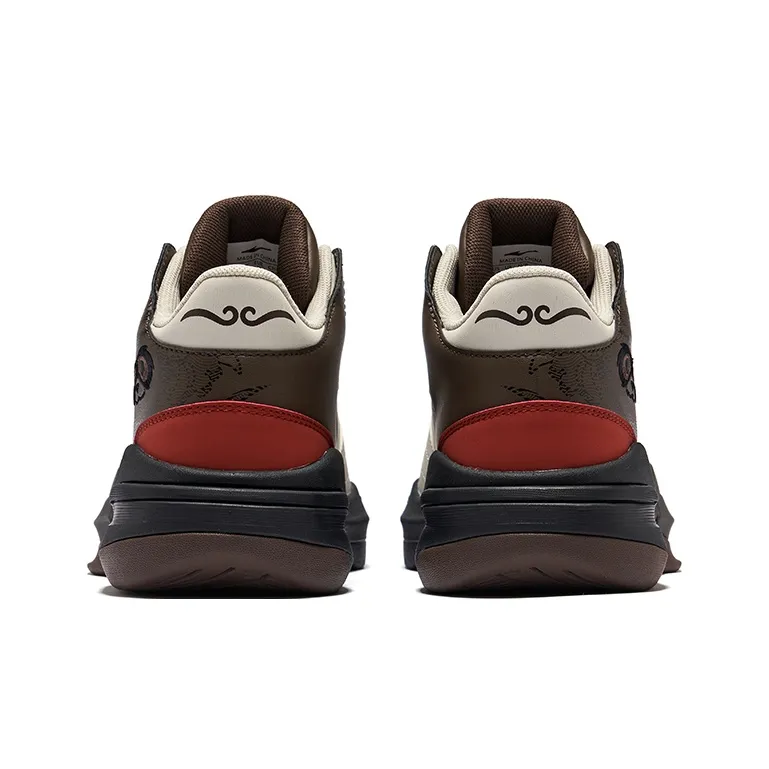 Erke Battery Panda 3V2 Anti-Slip Wear-Resistant High-Top Casual Shoes Men's Dark Sandalwood With Stone Gray-3