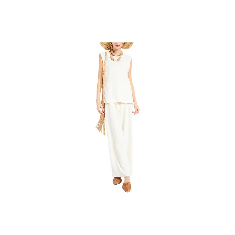 BESIONIA SS24 Casual Pants Women's White-1