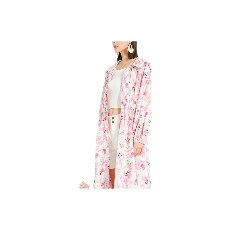 BESIONIA SS24 Trench Coat Women's Pink Floral Pattern-4