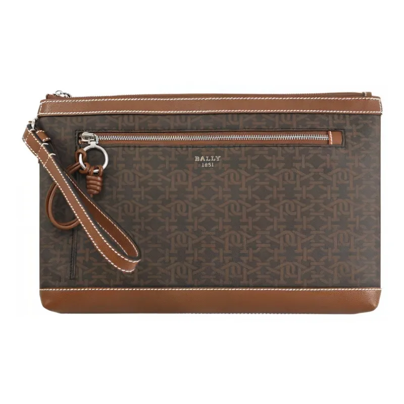 BALLY HARVEY Fabric Clutch Medium Size Men's Brown-1