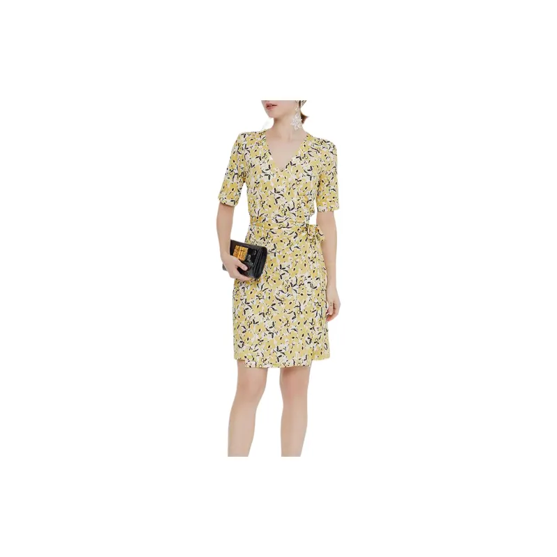 BESIONIA SS21 Short-Sleeved Dresses Women's Yellow Pattern-1