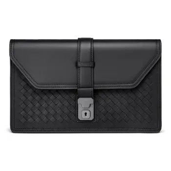 FAIRWHALE Genuine Leather Clutch Men's Elegant Black
