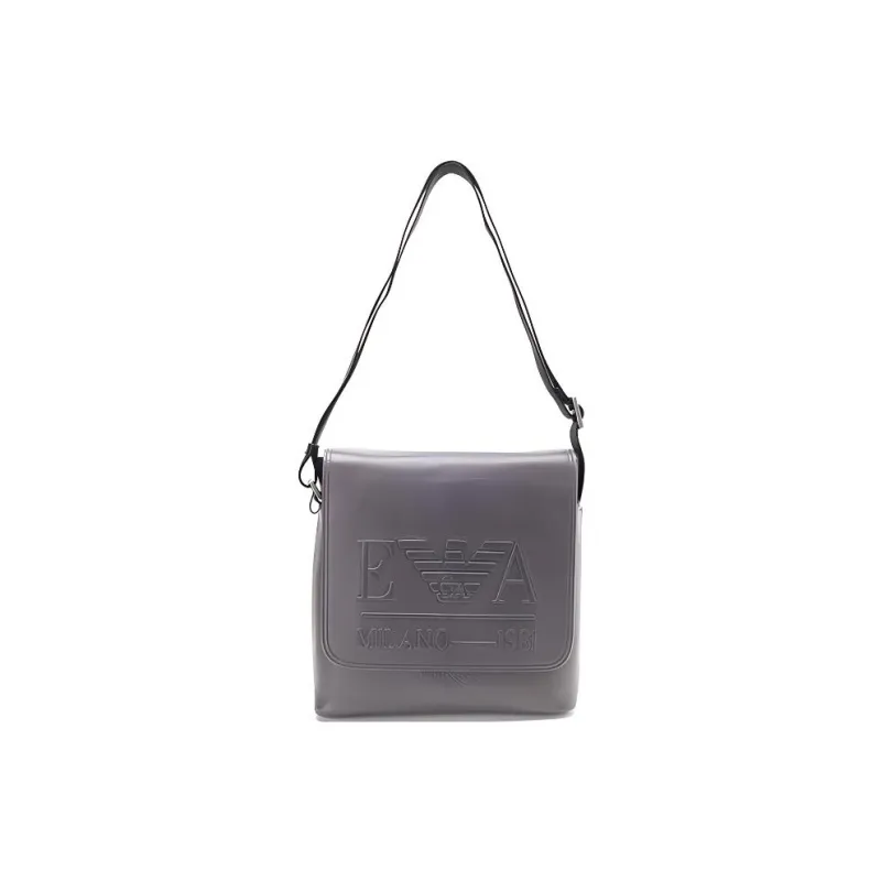EMPORIO ARMANI Leather Messenger Bag, Crossbody Bag, Shoulder Bag Men's Gray-0