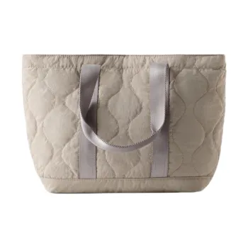 ZARA Polyamide Tote Bag Shopping Bag Shoulder Bag Handbag Unisex Beige