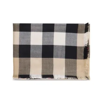 Burberry House Check Printed Frayed Edge Scarf