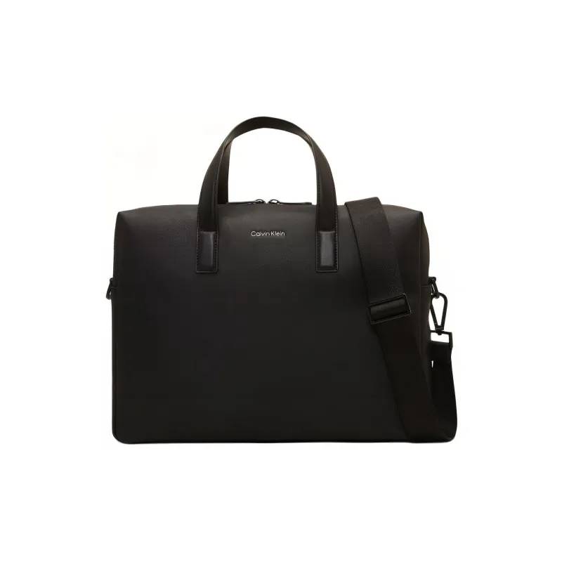 CALVIN KLEIN Recycled Polyester With Polyurethane Laptop Bag, Shoulder Bag, Crossbody Bag, Handbag Men's Black-0