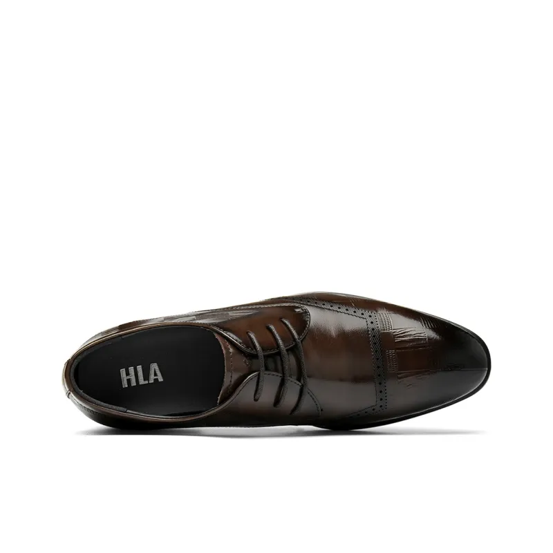 HLA Dress Shoes Men Low Top Black/Brown-7
