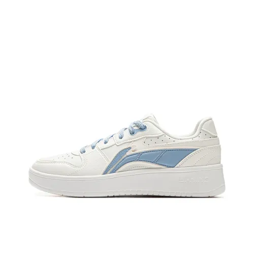 LiNing Acer Truncatum Cushioning, Slip Resistant, And Abrasion Resistant Low Top Skateboard Shoes Women's White Blue
