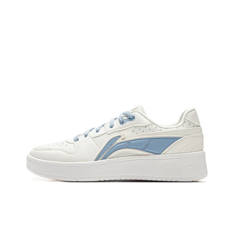 LiNing Acer Truncatum Cushioning, Slip Resistant, And Abrasion Resistant Low Top Skateboard Shoes Women's White Blue-0