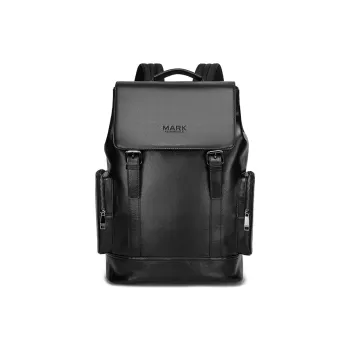 FAIRWHALE Top Grain Cow Leather Backpack Regular Unisex Elegant Black