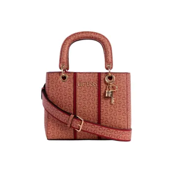 GUESS Faux Leather Coated Canvas Shoulder Bag Crossbody Bag Handbag Small Size Women's Red