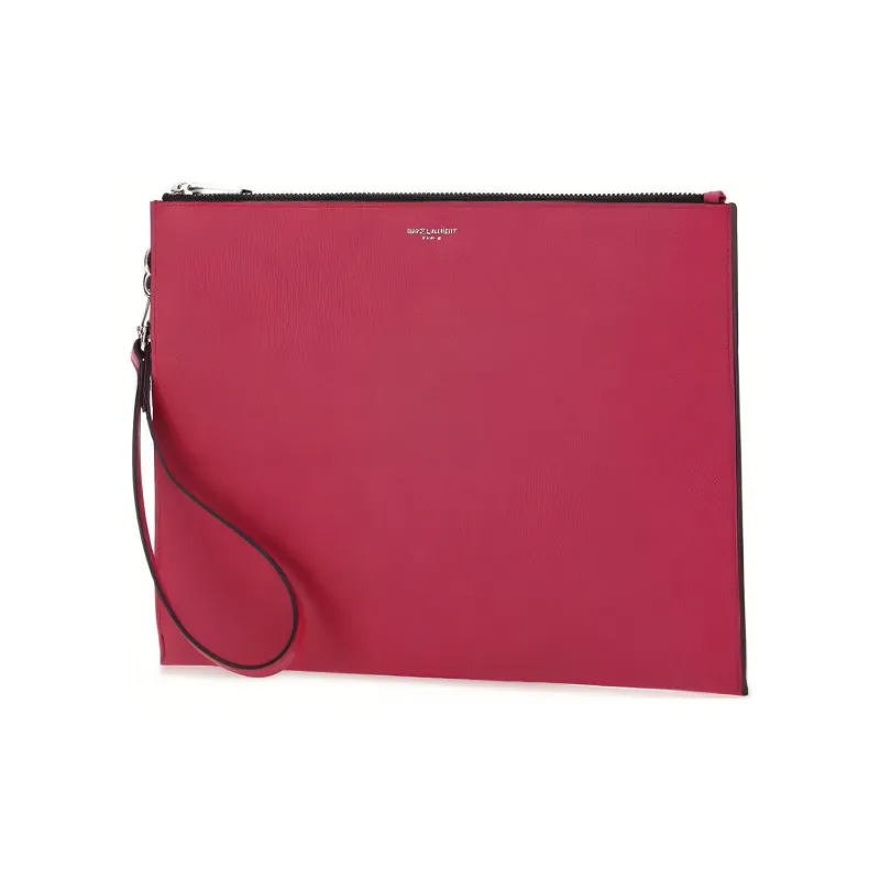 SAINT LAURENT Leather Clutch Men's Pink-1