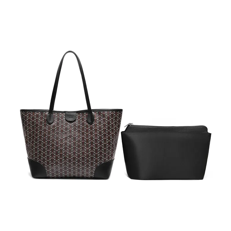 BELLE Artificial Leather Tote Bag, Shoulder Bag Tubas Women's Coffee-1