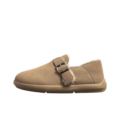 HUANQIU Anti Slip And Wear Resistant Warm Low Top Casual Shoes Women's Khaki