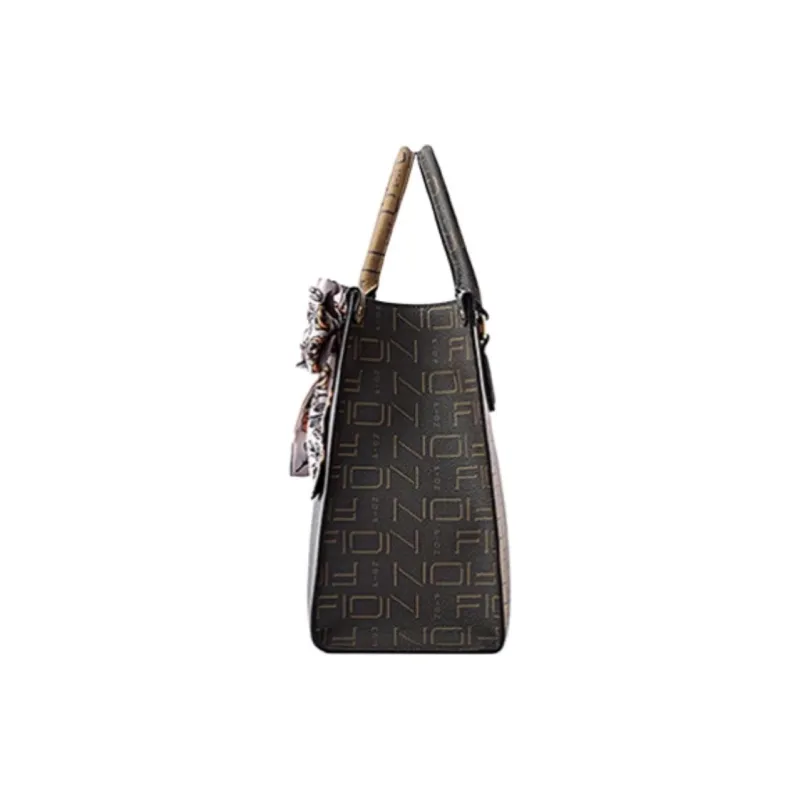 FION Artificial Leather Tote Bag Shopping Bag Handbag Large Size Women's Camel & Burgundy-2