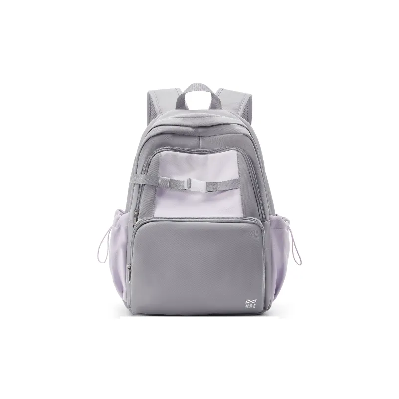 QING QI ZHE Fabric Backpacks Regular Unisex White Brown/Gray Purple/Black-8