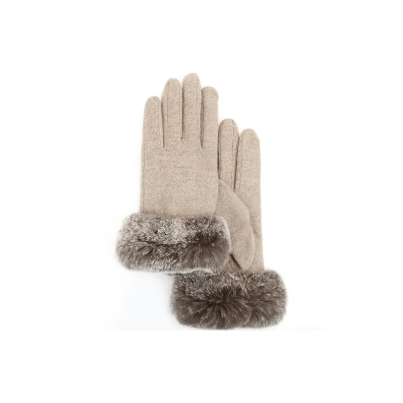 MARJAKURKI Sheep Wool Rex Rabbit Fur Leather Adora Finna Glove Atmosphere Advanced Greeting Card Women's-0